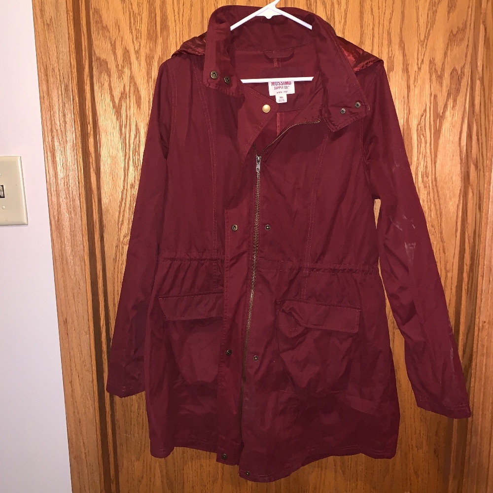 PLUS SIZE Maroon Windbreaker Jacket